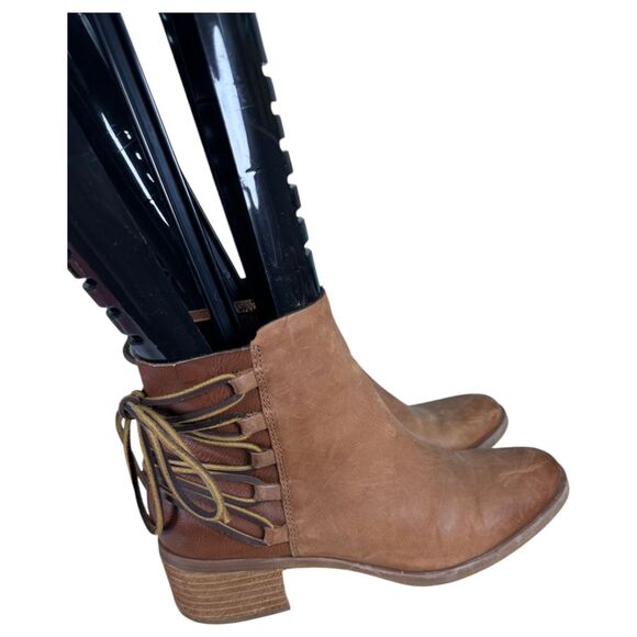 Korks Kork-Ease Belaya Cognac Brown Leather Lace Up Ankle Booties Size 6 - Picture 4 of 7